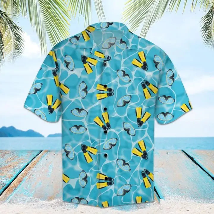 Summer Scuba Diving Hawaiian Shirt For Beach Days, Summer Outings, And Thoughtful Gift Giving