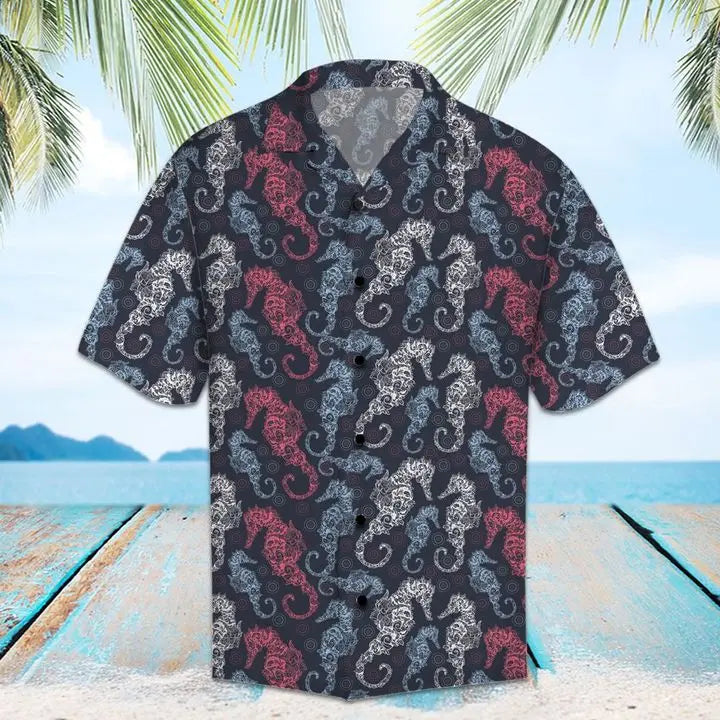 Summer Seahorse Hawaiian Shirt For Beach Days, Coastal Adventures, And Thoughtful Gift Giving