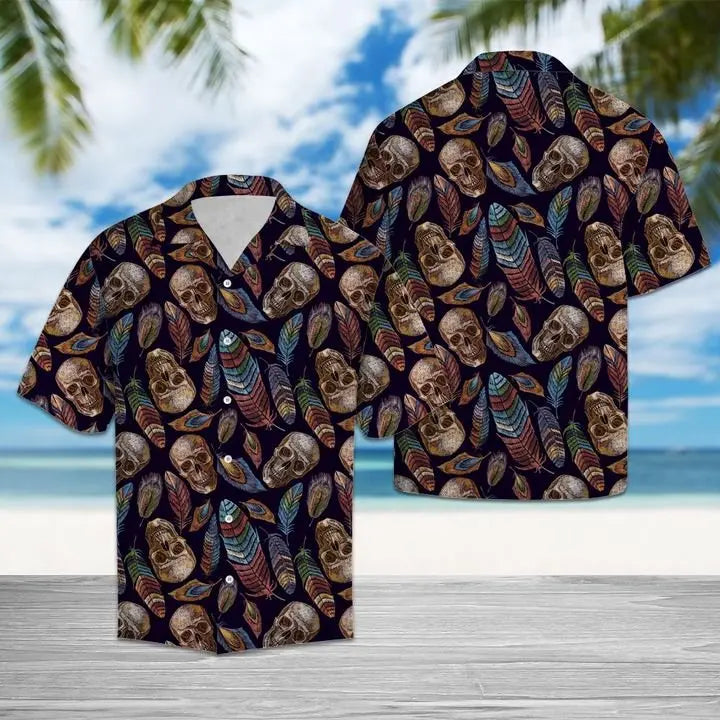 Summer Skull Hawaiian Shirt For Beach Days, Summer Outings, And Thoughtful Gift Giving