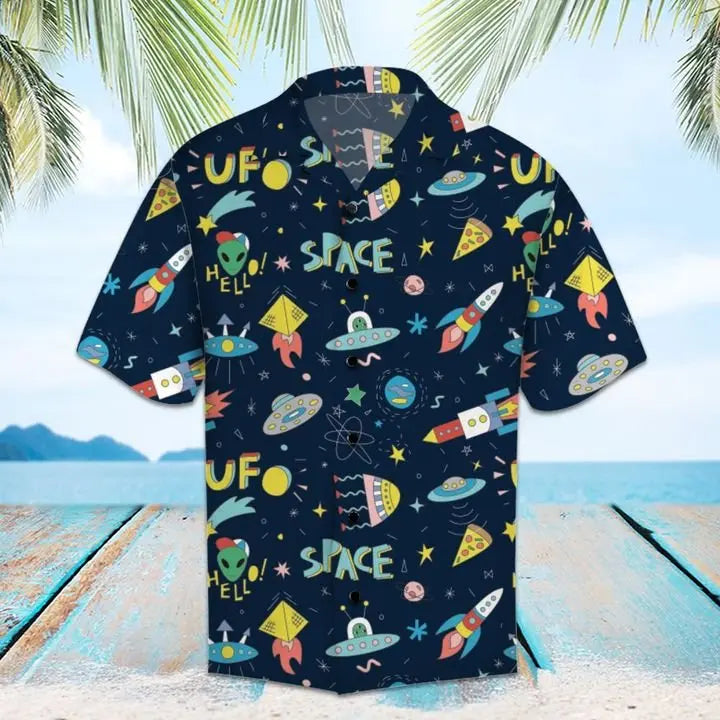Summer Space Aviation Hawaiian Shirt For Tropical Holidays, Outdoor Gatherings, And Everyday Comfort