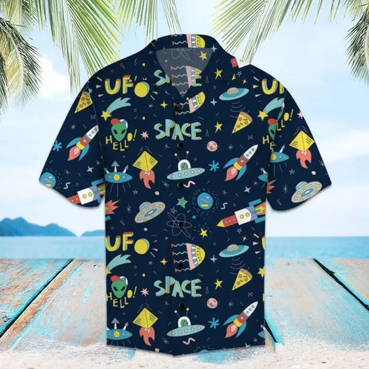 Summer Space Aviation Hawaiian Shirt For Tropical Holidays, Outdoor Gatherings, And Everyday Comfort