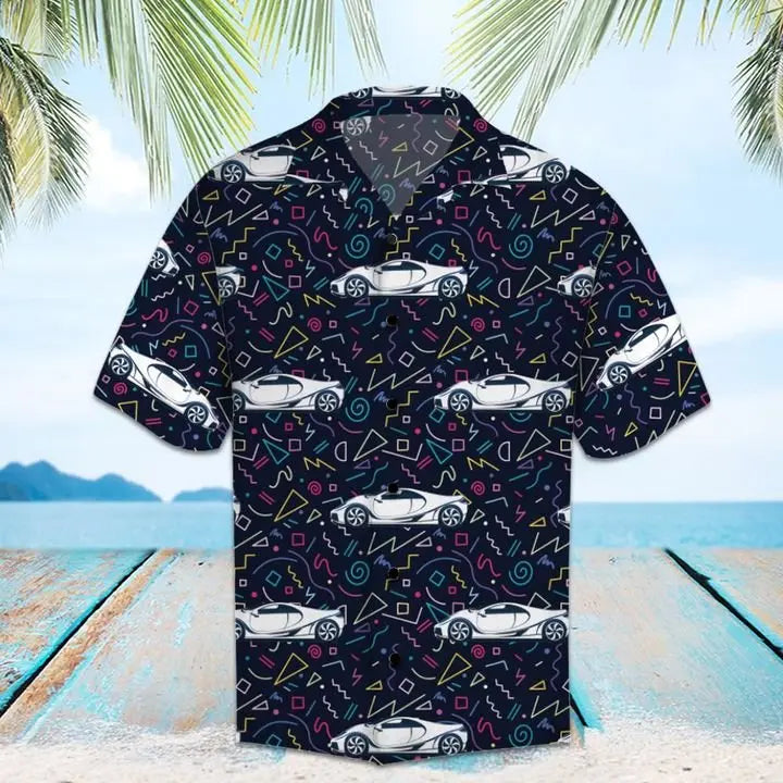 Summer Sports Car Hawaiian Shirt For Motorsport Events, Beach Travel, And Thoughtful Gift Giving