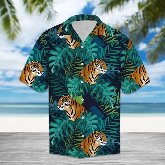 Summer Tiger Hawaiian Shirt For Island Vacations, Resort Wear, And Relaxed Seasonal Style