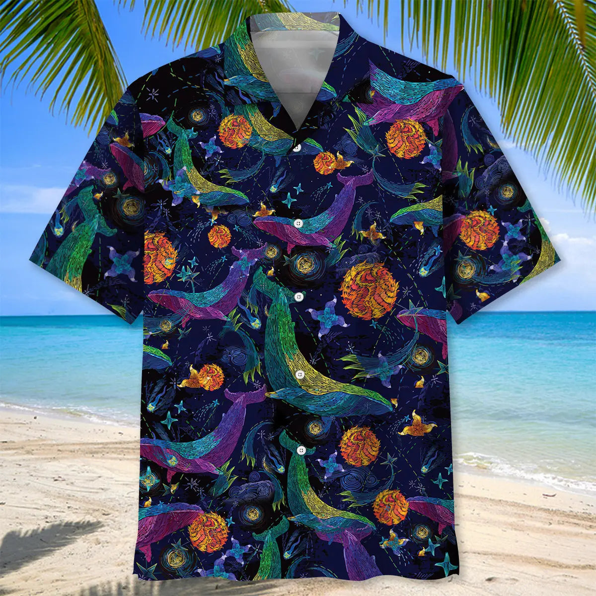 Whale Creative Pattern Hawaiian Shirt For Animal Lovers, Beach Travel, And Casual Summer Style