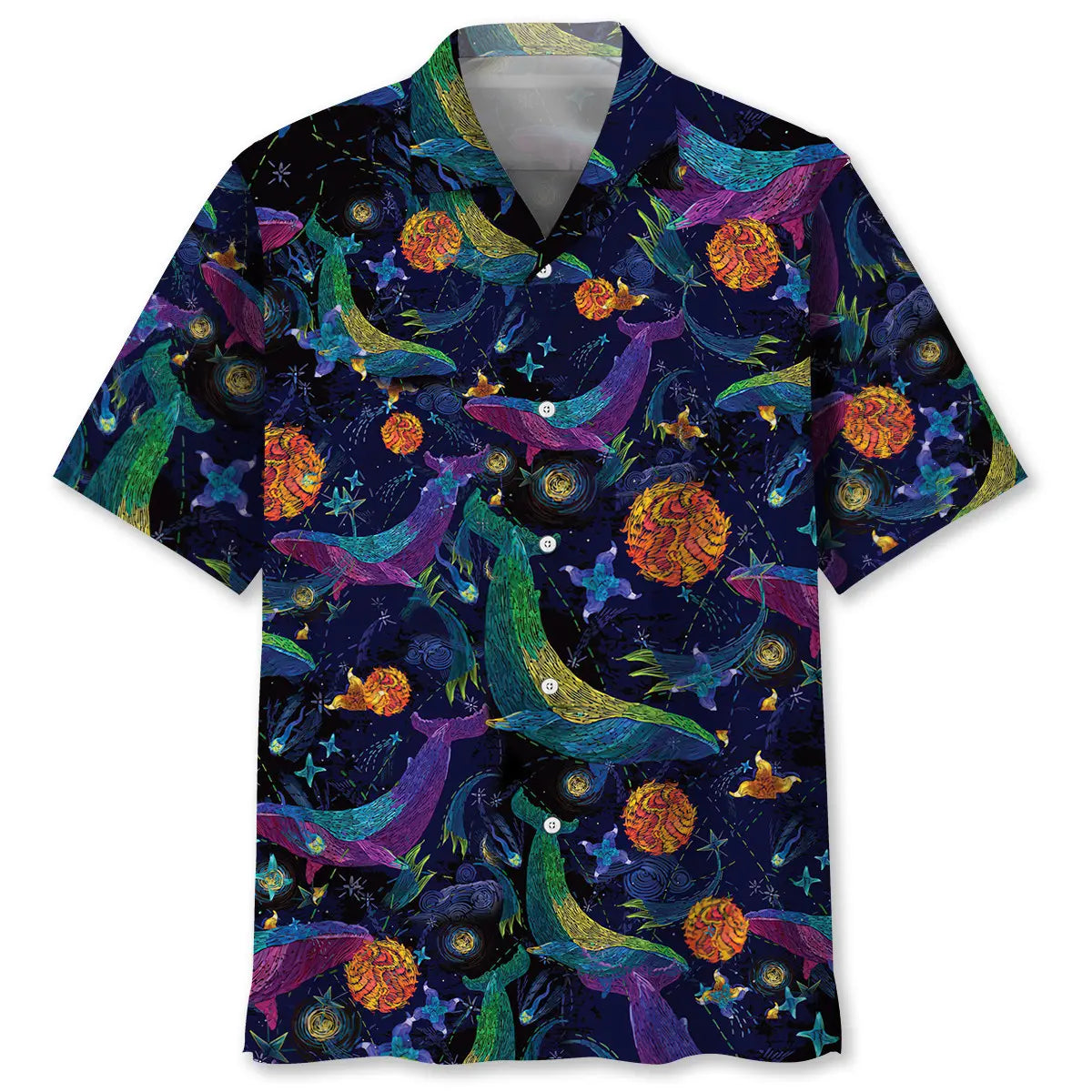 Whale Creative Pattern Hawaiian Shirt For Animal Lovers, Beach Travel, And Casual Summer Style