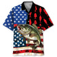 American Flag Fishing Hawaiian Shirt For Patriotic Events, Summer Travel, And Casual Outdoor Wear