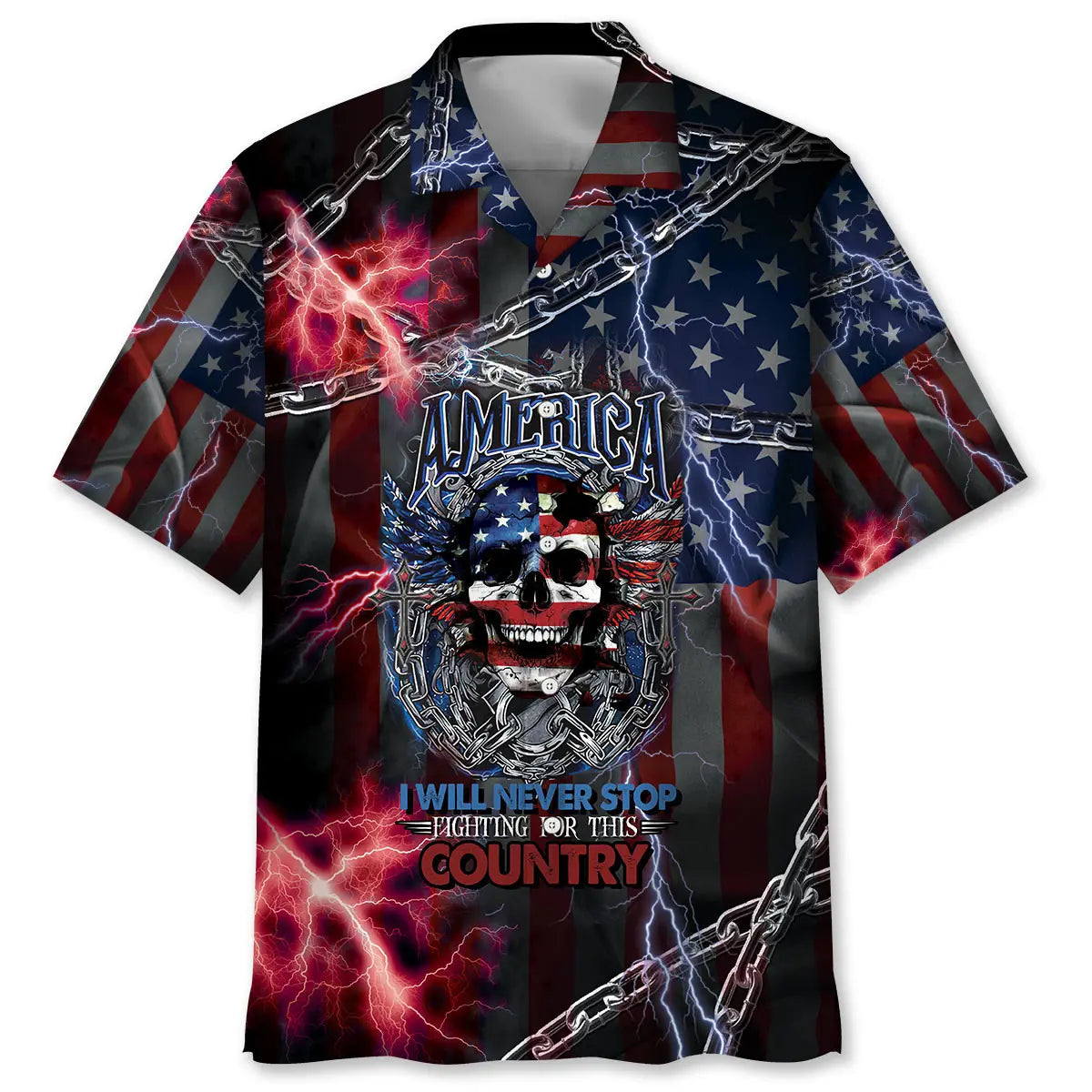 American Patriotism Hawaiian Shirt For Summer Vacation, Beach Travel, And Casual Wear