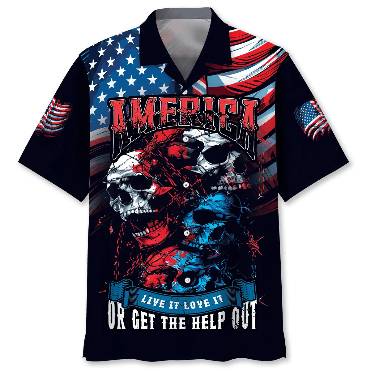 American Heritage Graphic Hawaiian Shirt For Holiday Gatherings, Coastal Trips, And Proud Seasonal Style