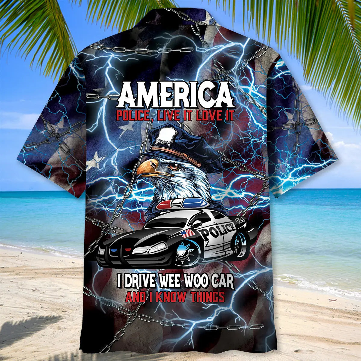 American Police Hawaiian Shirt For Coastal Travel, Casual Events, And Comfortable Summer Wear