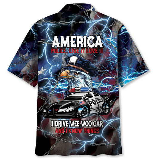 American Police Hawaiian Shirt For Coastal Travel, Casual Events, And Comfortable Summer Wear