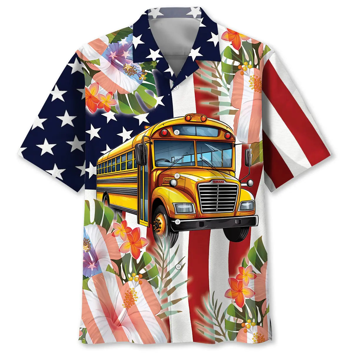 American School Bus Hawaiian Shirt For Island Vacations, Resort Wear, And Relaxed Seasonal Style