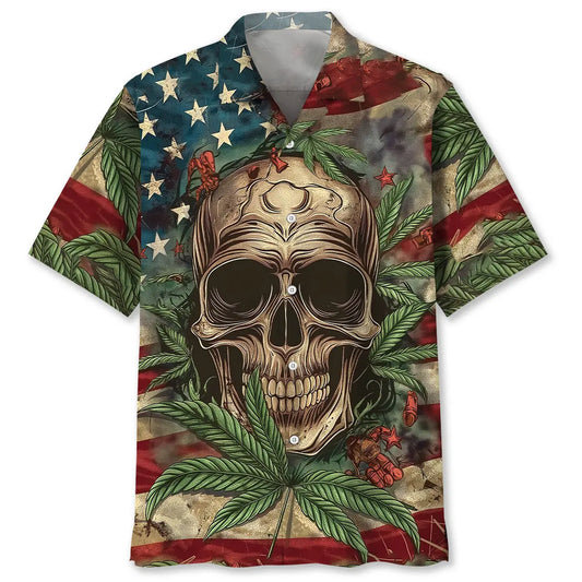 American Skull Hawaiian Shirt For Summer Gathering And Easygoing Fashion