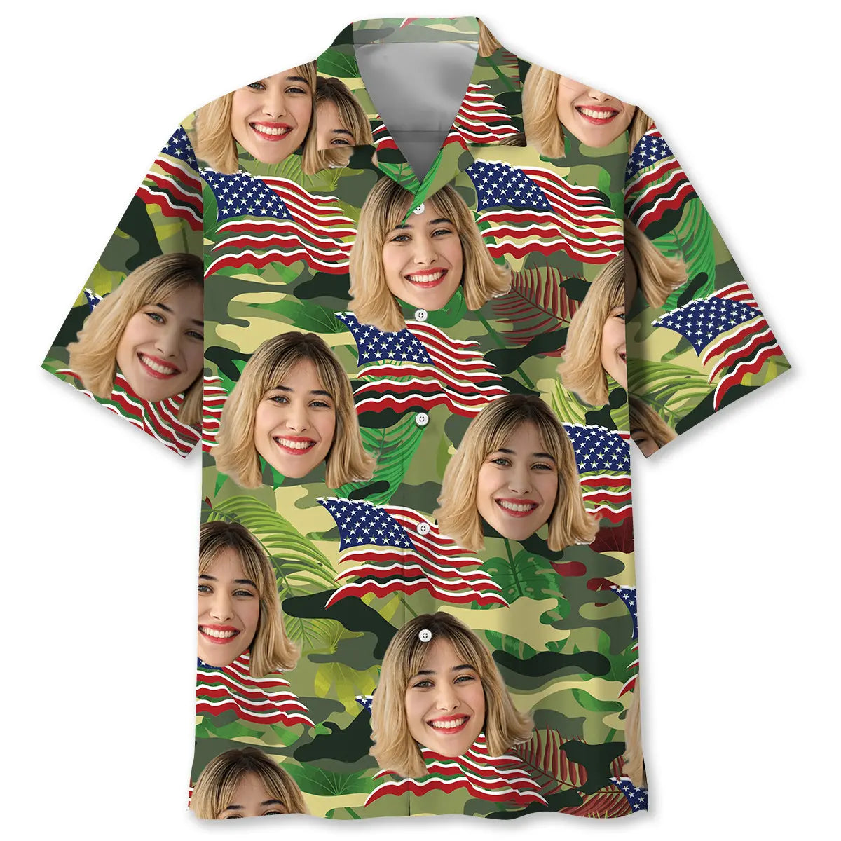 Hawaiian Shirt / Adults / S American Army Wife Custom Photo Hawaiian Shirt