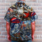 American Island Summer Biker Pattern Aloha Hawaiian Shirt For Resort Trips, Coastal Parties, And Warm Weather Style