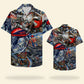 American Island Summer Biker Pattern Aloha Hawaiian Shirt For Resort Trips, Coastal Parties, And Warm Weather Style