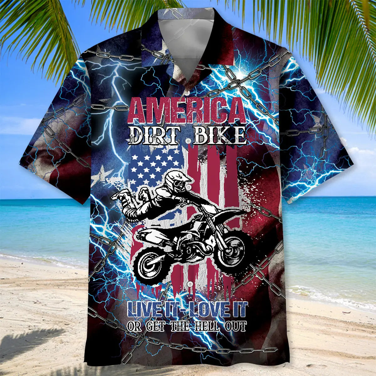 American Dirt Bike Passion Hawaiian Shirt For Beach Travel And Relaxed Resort Style
