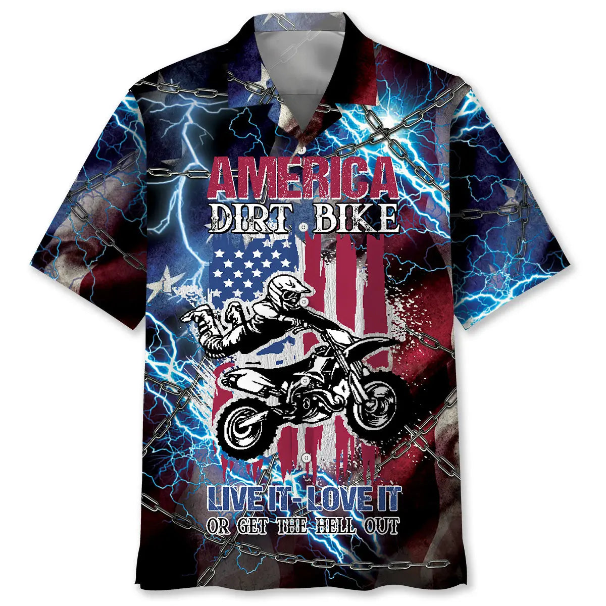 American Dirt Bike Passion Hawaiian Shirt For Poolside Gathering, Island Getaway, And Outdoor Comfort