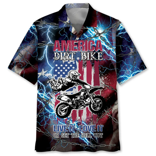 American Dirt Bike Passion Hawaiian Shirt For Poolside Gathering, Island Getaway, And Outdoor Comfort