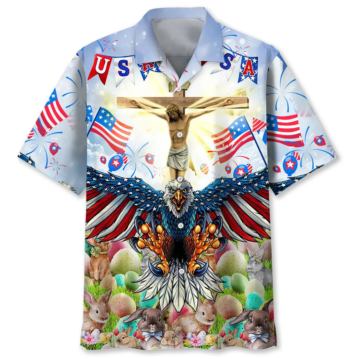 American Easter Hawaiian Shirt For Island Vacations, Resort Wear, And Relaxed Seasonal Style