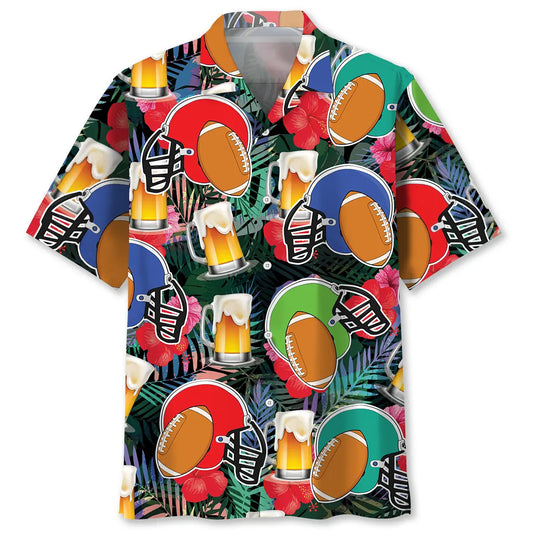 American Tropical Football Beer Hawaiian Shirt For Holiday Gatherings, Coastal Trips, And Proud Seasonal Style