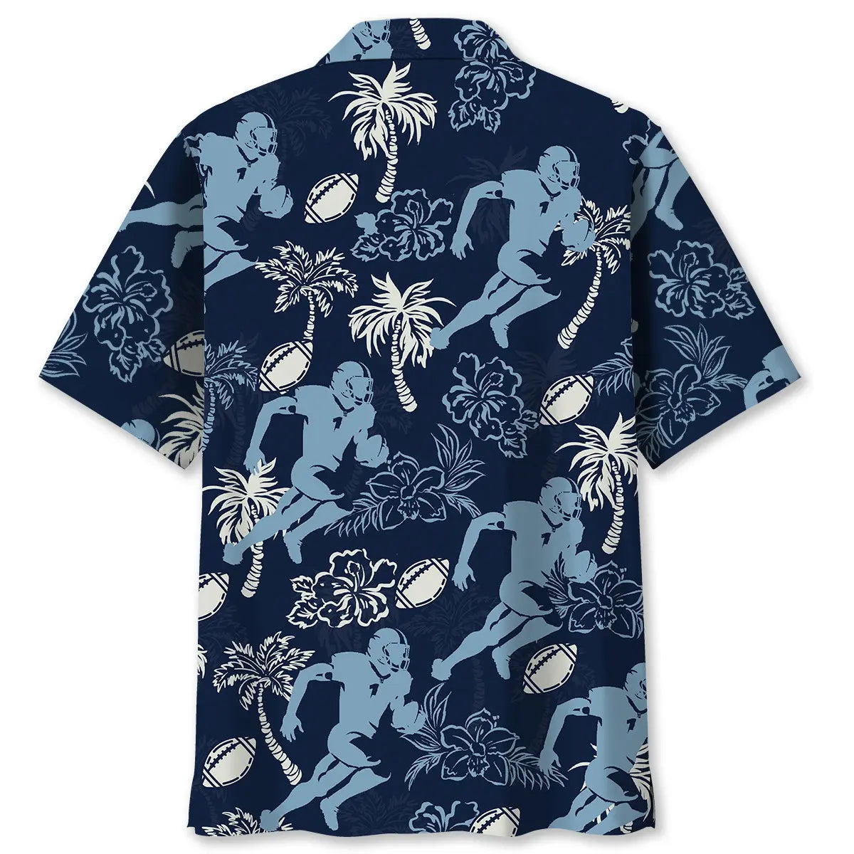American Football Hibiscus Blue Hawaiian Shirt For Tropical Holidays, Outdoor Gatherings, And Everyday Comfort