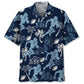 American Football Hibiscus Blue Hawaiian Shirt For Tropical Holidays, Outdoor Gatherings, And Everyday Comfort