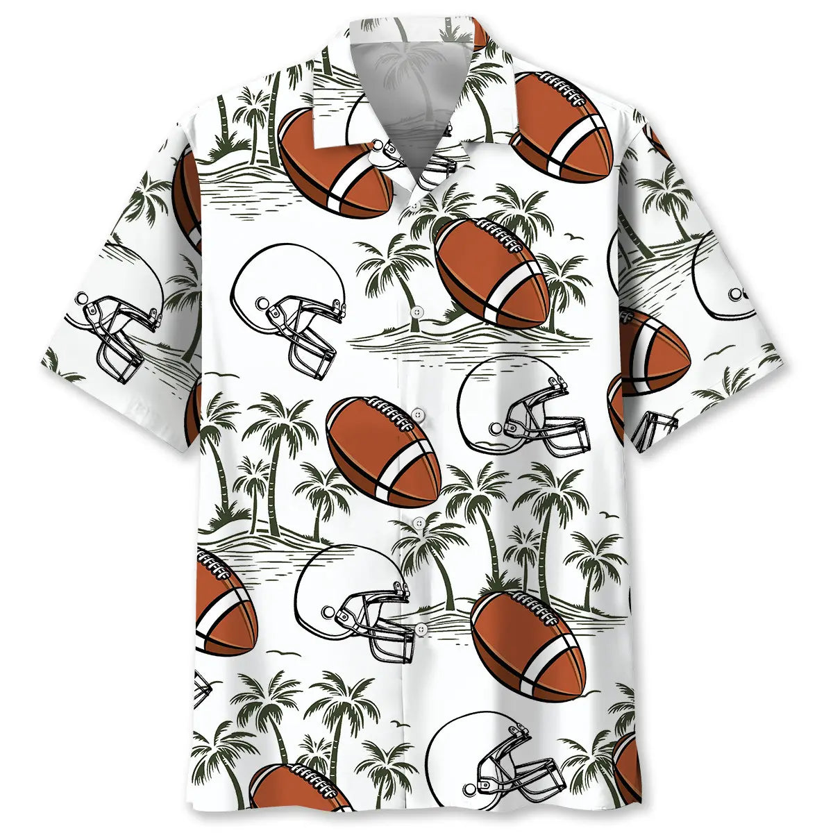 American Football Palm Tree Hawaiian Shirt For Coastal Travel, Casual Events, And Comfortable Summer Wear