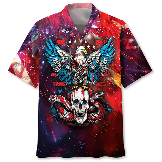American Freedom Hawaiian Shirt For Vacation Cruise, Resort Escape, And Relaxed Summer Style