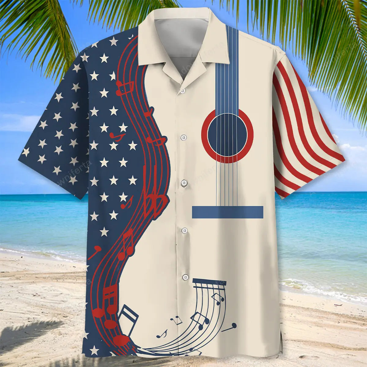 American Guitar Hawaiian Shirt For Island Vacations, Resort Wear, And Relaxed Seasonal Style