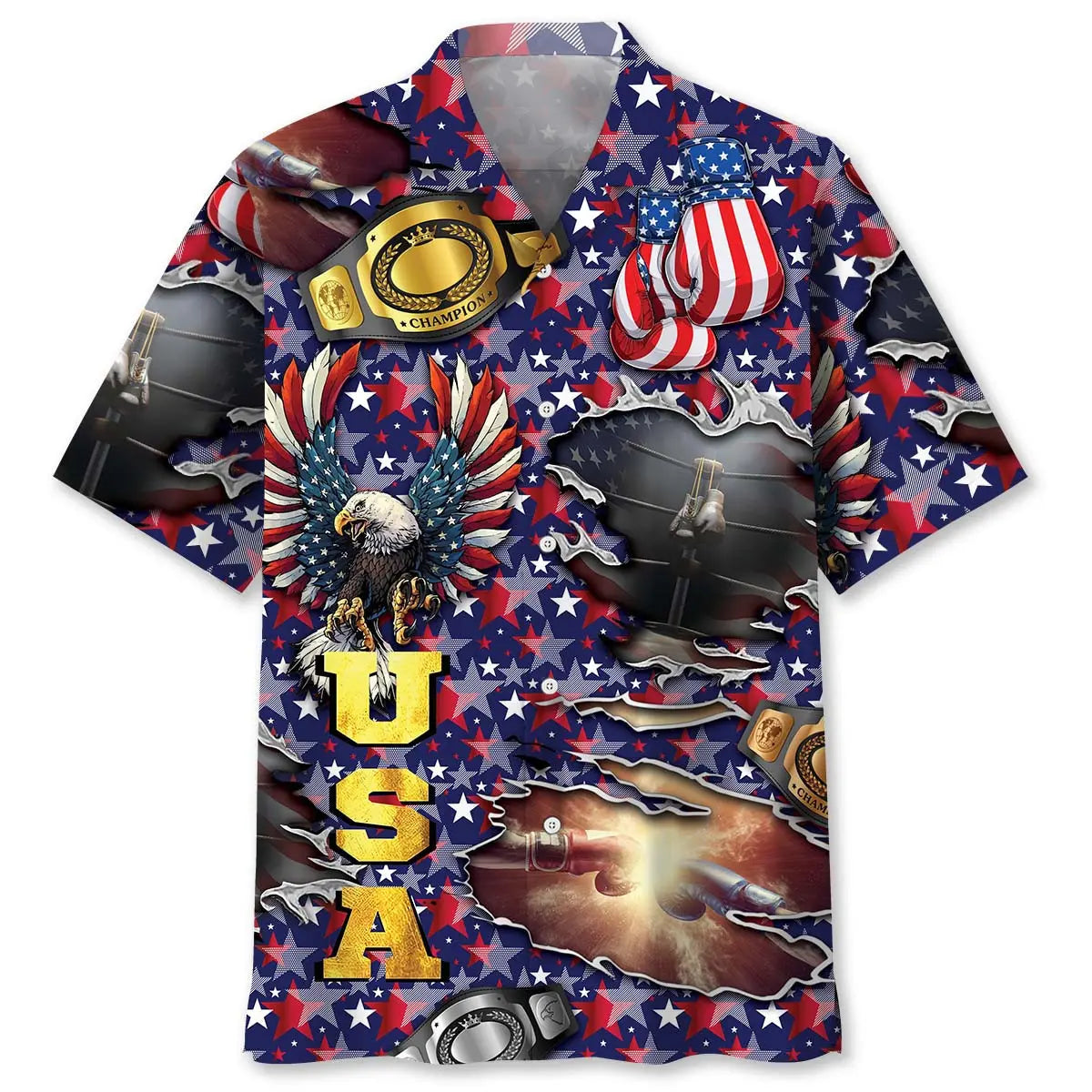 American Independence Boxing Hawaiian Shirt For Heritage Inspired Events, Beach Travel, And Thoughtful Gifting