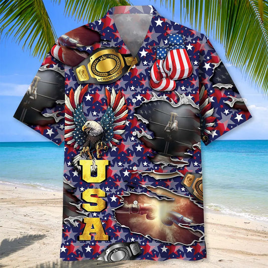 American Independence Boxing Hawaiian Shirt For Heritage Inspired Events, Beach Travel, And Thoughtful Gifting
