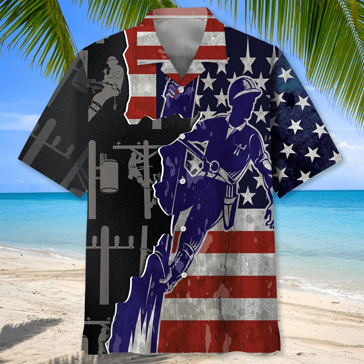 American Lineman Proud Hawaiian Shirt For Family Vacation, Weekend Escape, And Seasonal Wardrobe