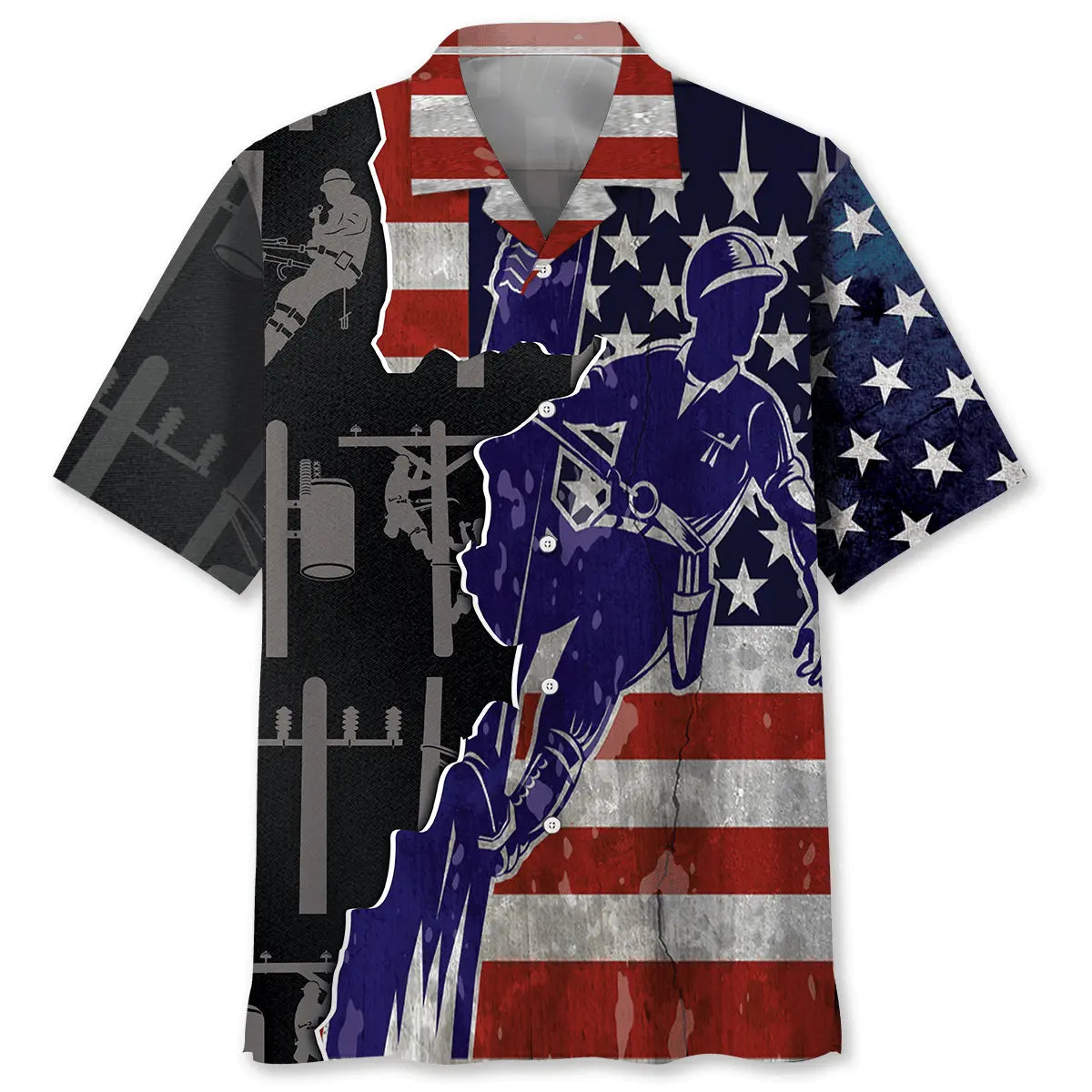 American Lineman Proud Hawaiian Shirt For Beach Travel, Cruise Journey, And Relaxed Resort Style