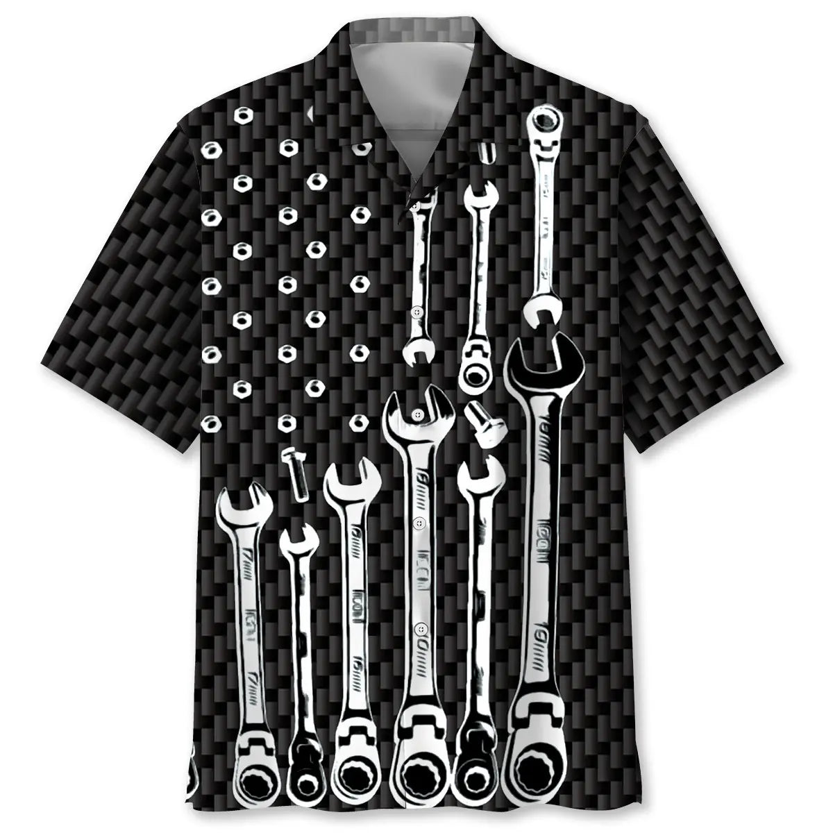 Hawaiian Shirt / Adults / S American Mechanic Black And White Hawaiian Shirt