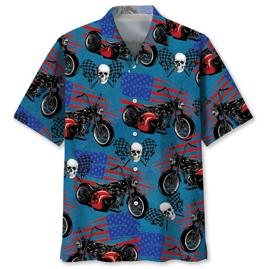 American Motorcycle Hawaiian Shirt For Resort Trips, Coastal Parties, And Warm Weather Style