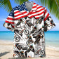 American Mountain Bike Hawaiian Shirt For Patriotic Events, Summer Travel, And Casual Outdoor Wear