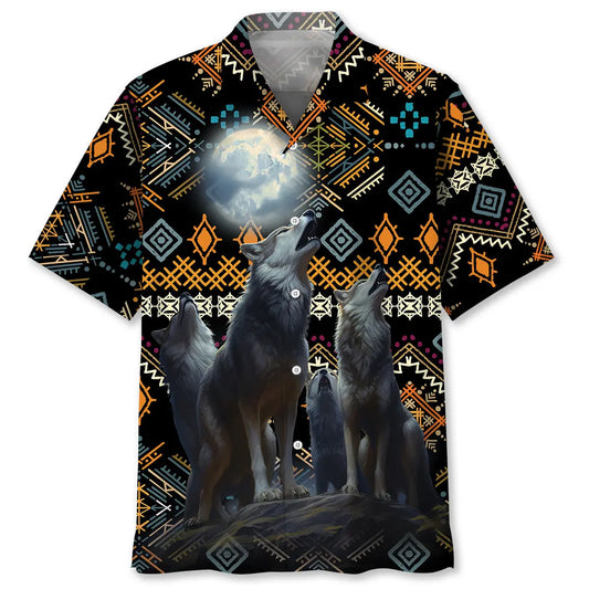 American Native Wolf Hawaiian Shirt For Holiday Gatherings, Coastal Trips, And Proud Seasonal Style