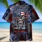 American Patriot Skull Hawaiian Shirt For Tropical Holiday, Island Getaway, And Outdoor Comfort