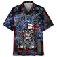 American Patriot Skull Hawaiian Shirt For Summer Vacation And Beachside Style