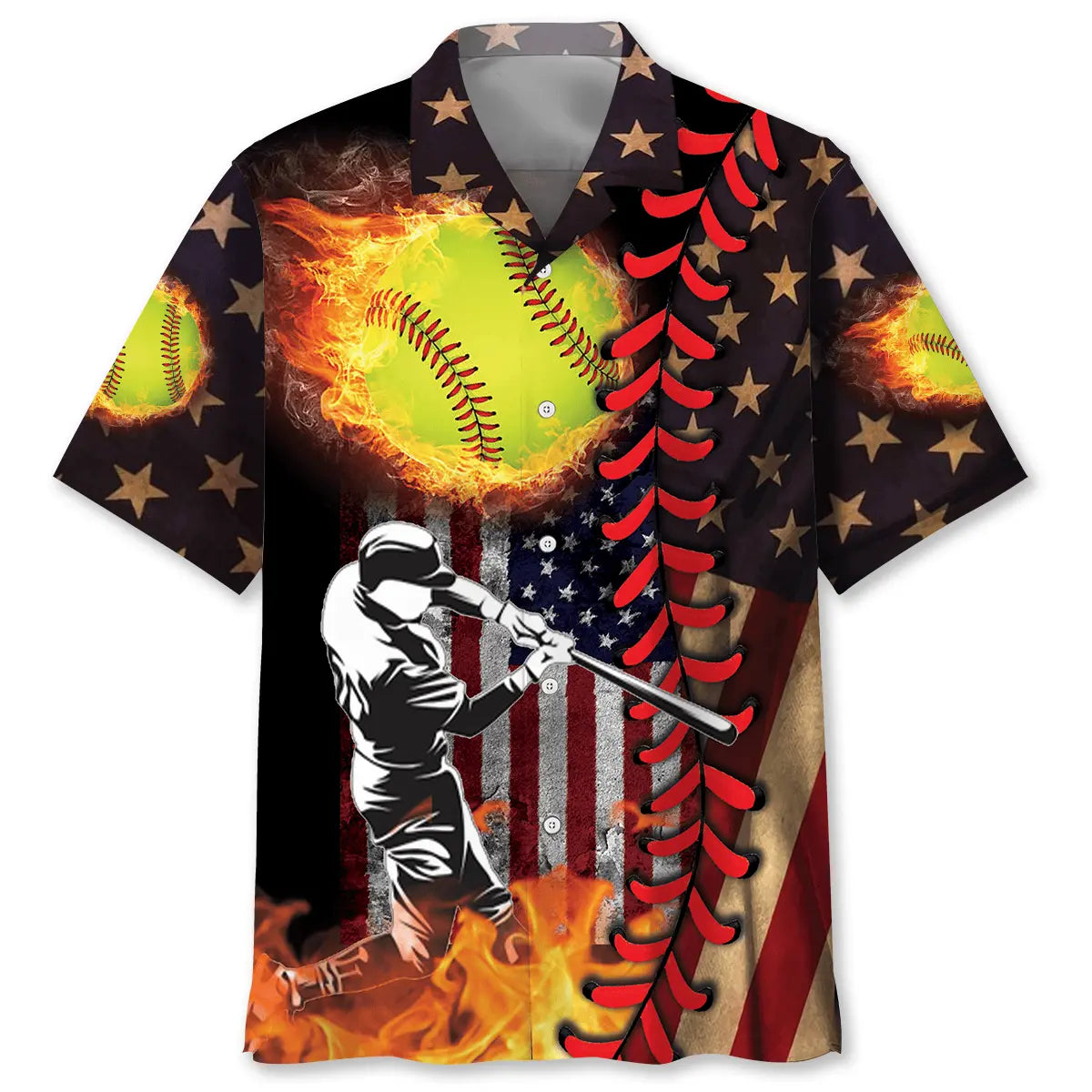 American Softball Hawaiian Shirt For Tropical Holidays, Outdoor Gatherings, And Everyday Comfort