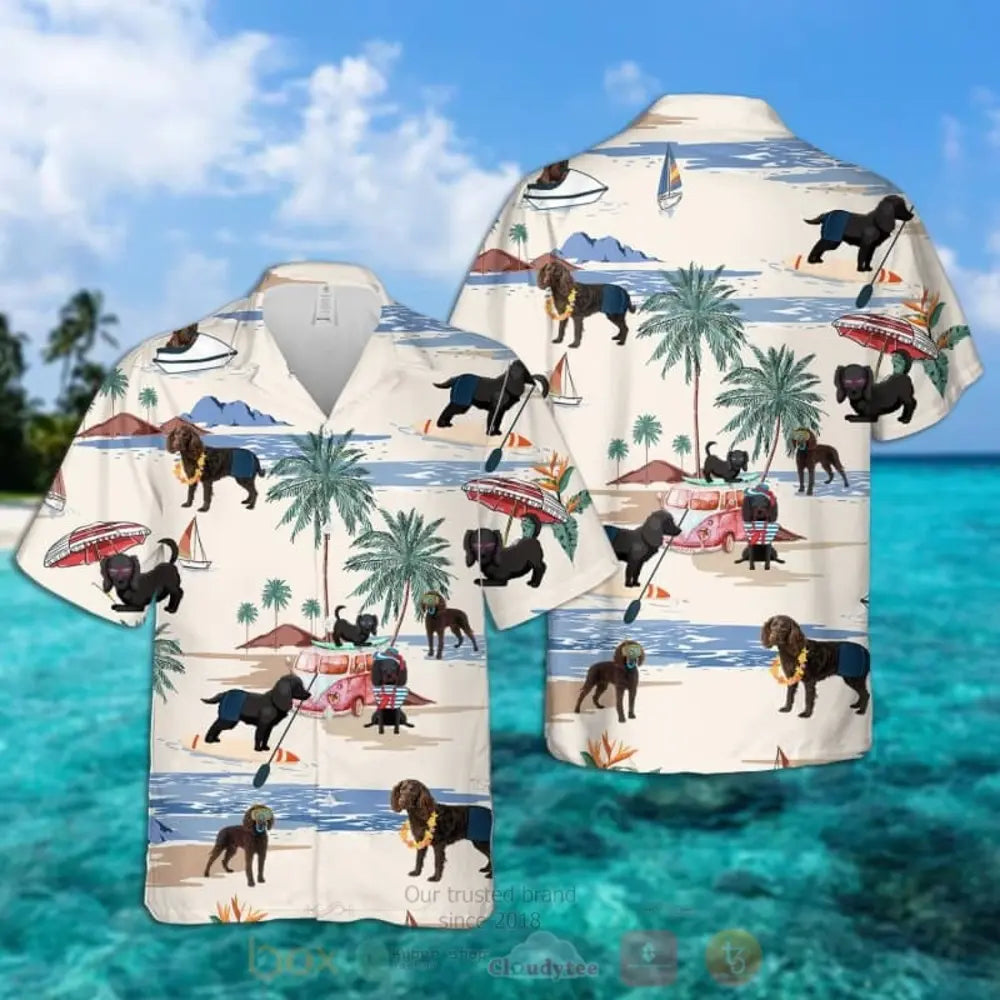 American Summer Water Spaniel Terrier Beach Hawaiian Shirt For Patriotic Events, Summer Travel, And Casual Outdoor Wear