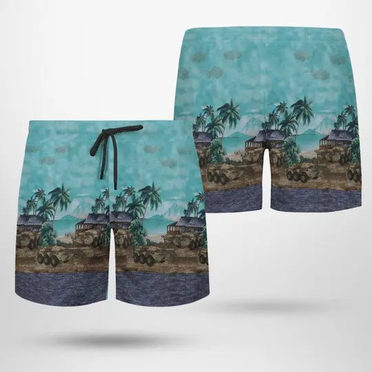 French Armored Reconnaissance Vehicle Hawaiian Shirt For Island Vacations, Resort Wear, And Relaxed Seasonal Style