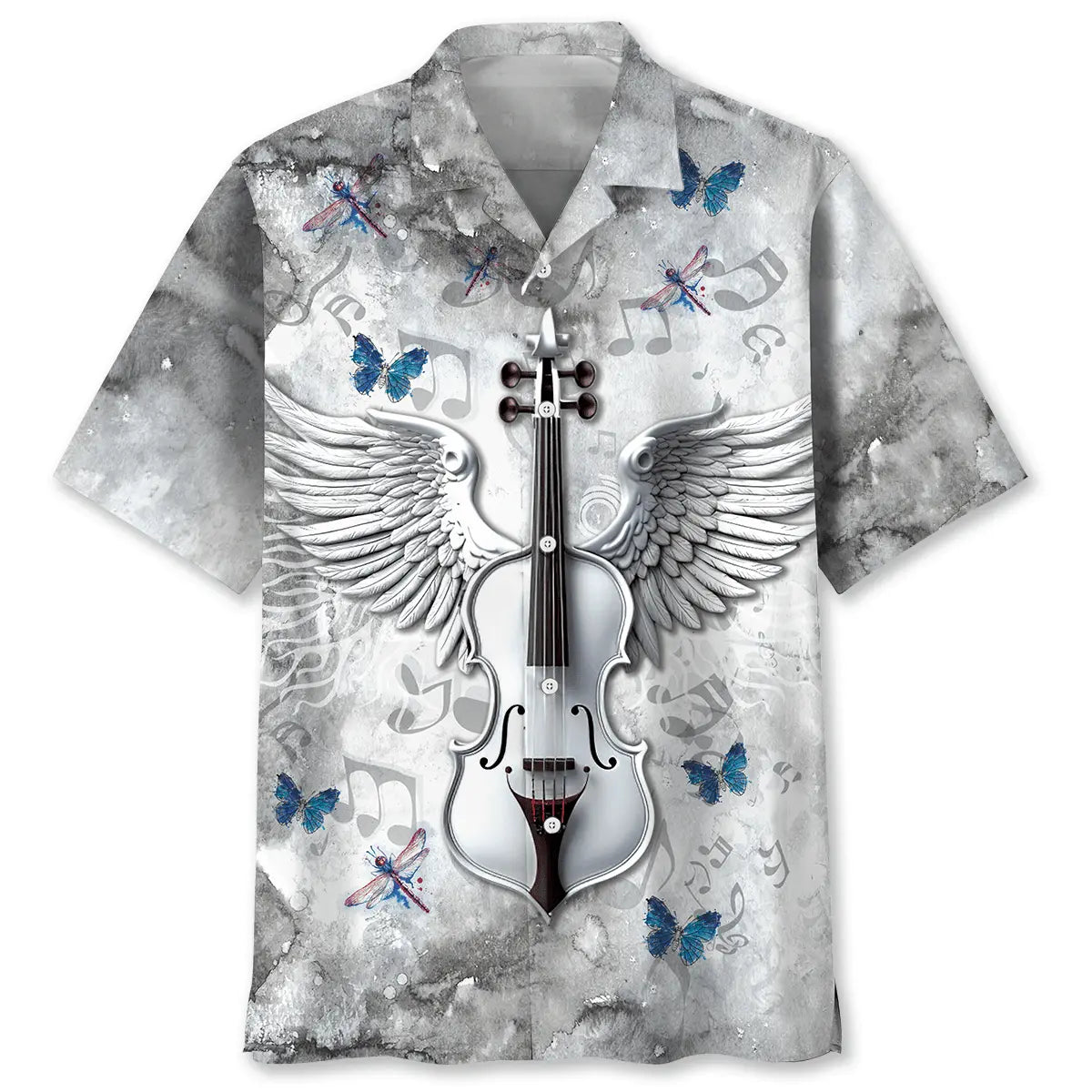 Angel Wings Violin Hawaiian Shirt For Tropical Holidays, Outdoor Gatherings, And Everyday Comfort