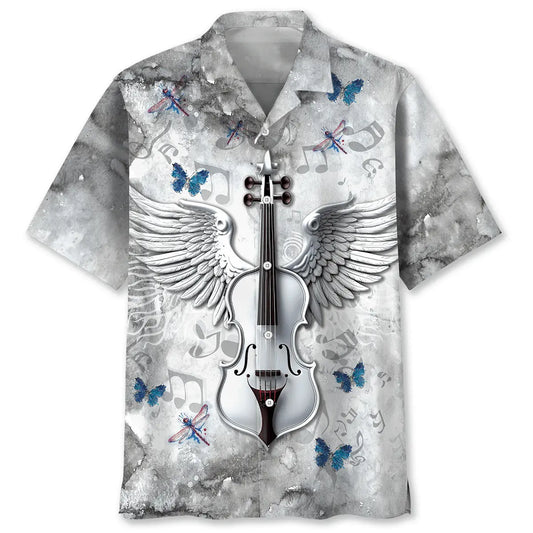 Angel Wings Violin Hawaiian Shirt For Tropical Holidays, Outdoor Gatherings, And Everyday Comfort