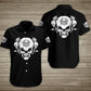 Summer Angry Skull Roses Hawaiian Shirt For Creative Adventures, Beach Travel, And Bold Warm Weather Wear