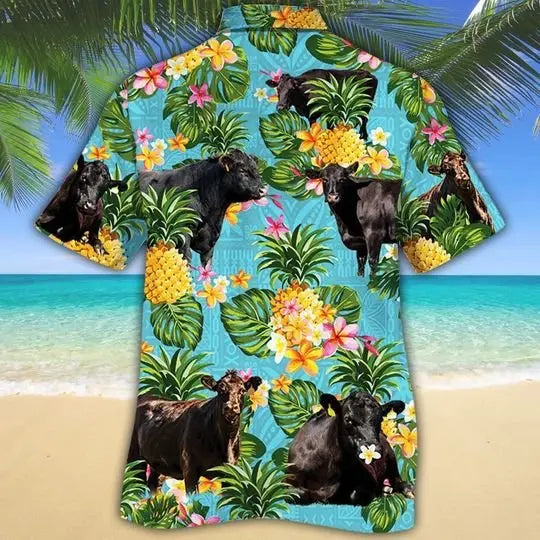Angus Cattle Pineapple Hawaiian Shirt For Island Vacations, Weekend Events, And Relaxed Everyday Outfits