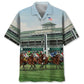 Antique Horse Racing Hawaiian Shirt For Road Trip Adventures, Resort Days, And Comfortable Everyday Wear