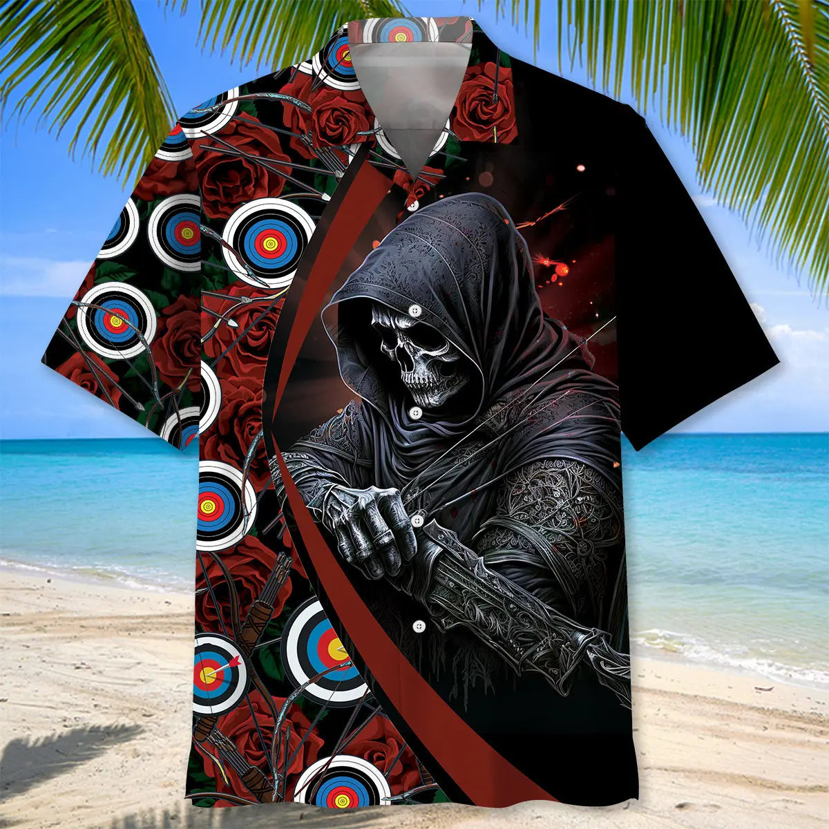 Archery Rose Hawaiian Shirt For Island Vacations, Resort Wear, And Relaxed Seasonal Style