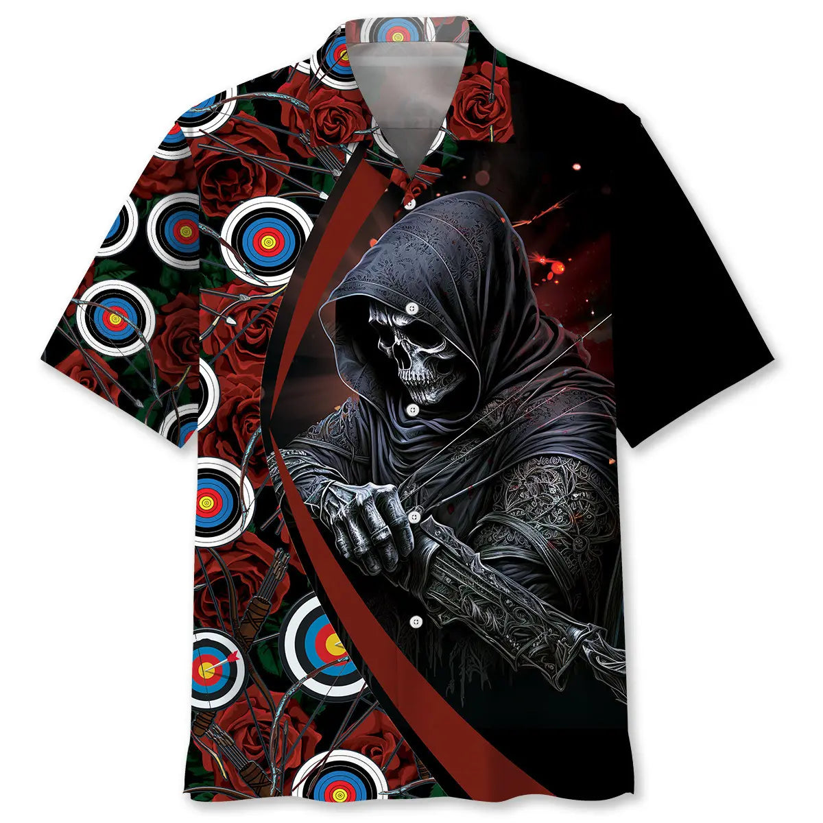 Archery Rose Hawaiian Shirt For Island Vacations, Resort Wear, And Relaxed Seasonal Style