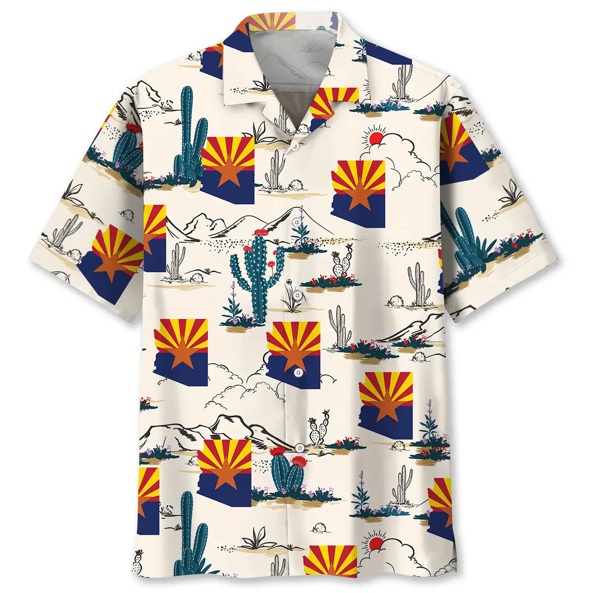 Arizona State Desert Hawaiian Shirt For Summer Gathering, Tropical Retreat, And Relaxed Resort Style